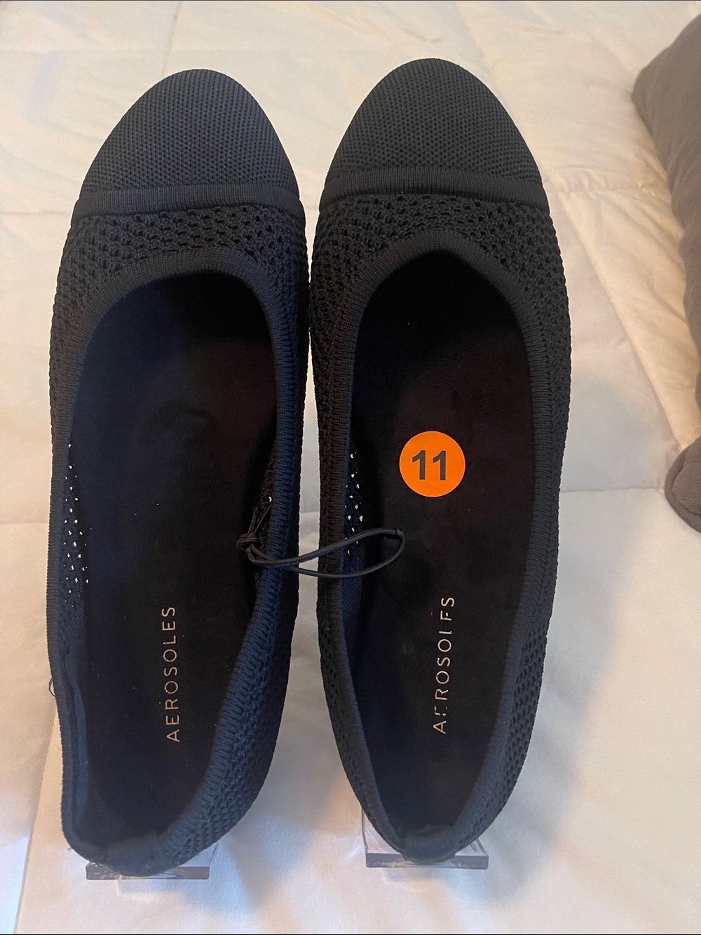 AEROSOLES Black Knit Slip-On Ballet Flats